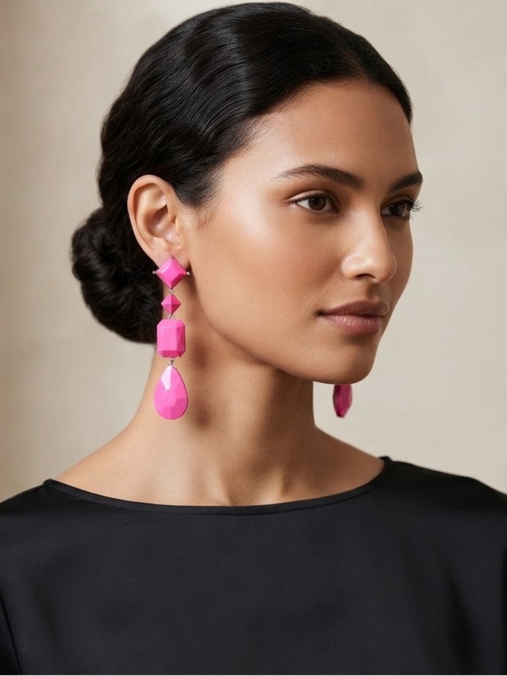 Bold Pink Drop Statement Earrings - Women Jewelry